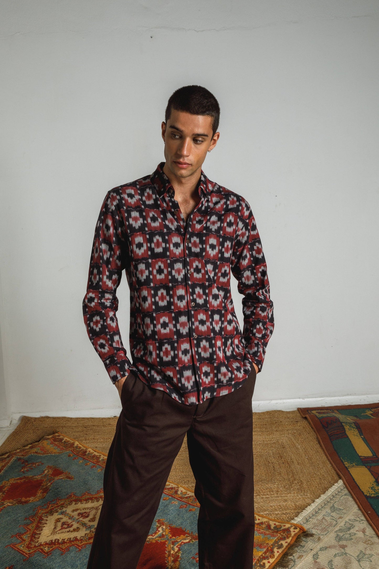 Ayala Hand-Woven Men Button Up Shirt