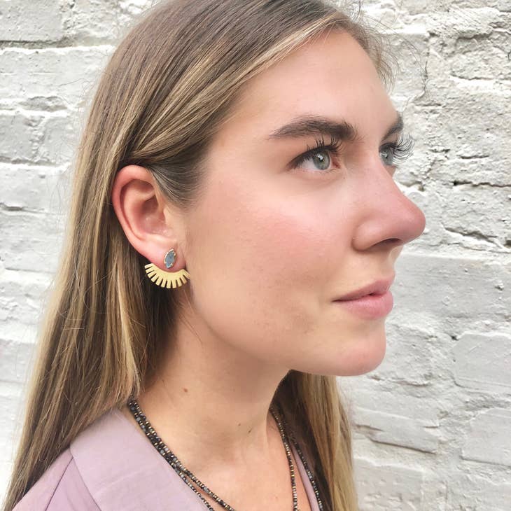 Brass Peekaboo Sun Design Ear Jacket - La De Da