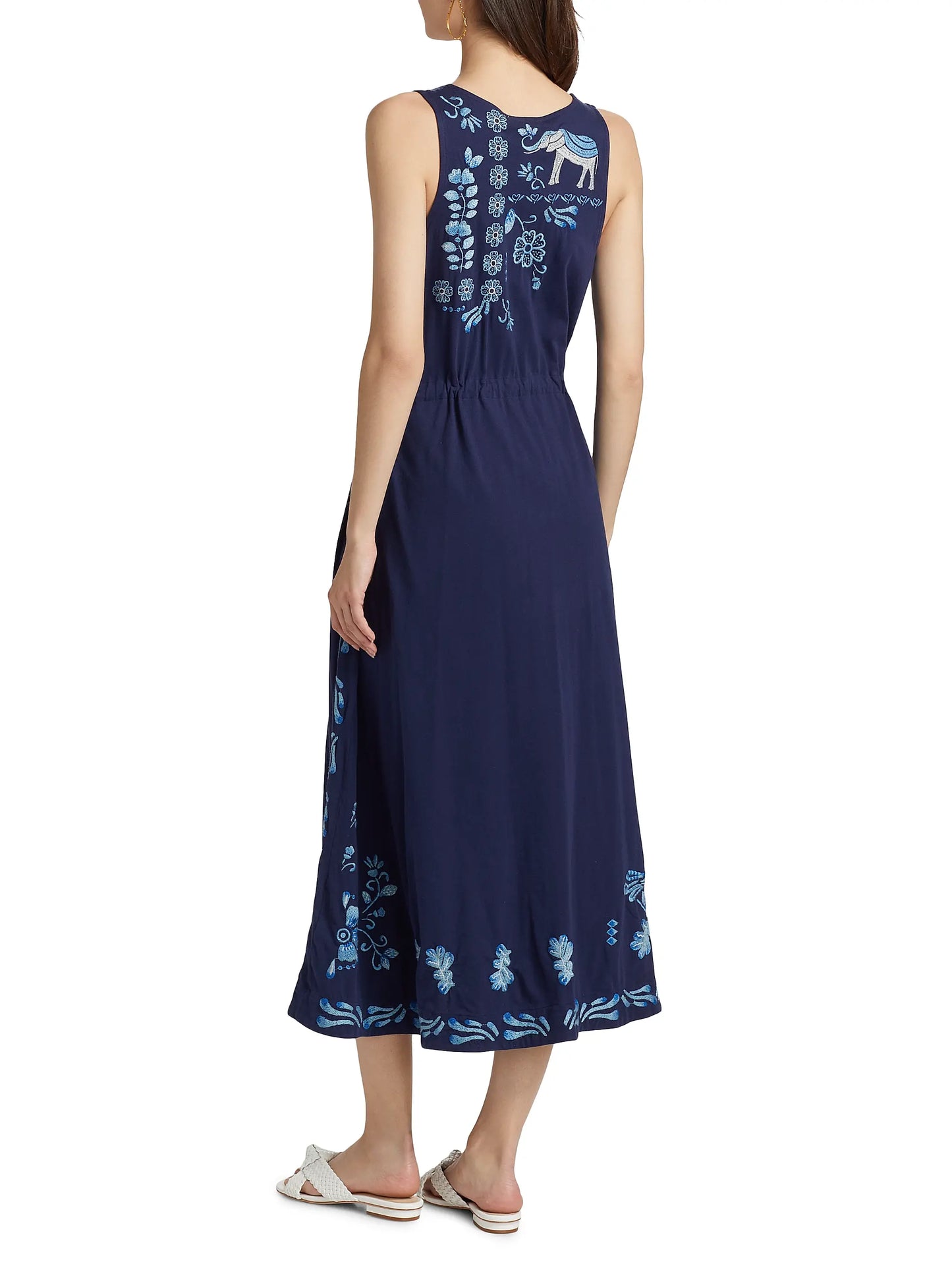 Yadira V-Neck Drawstring Dress - Blue Night