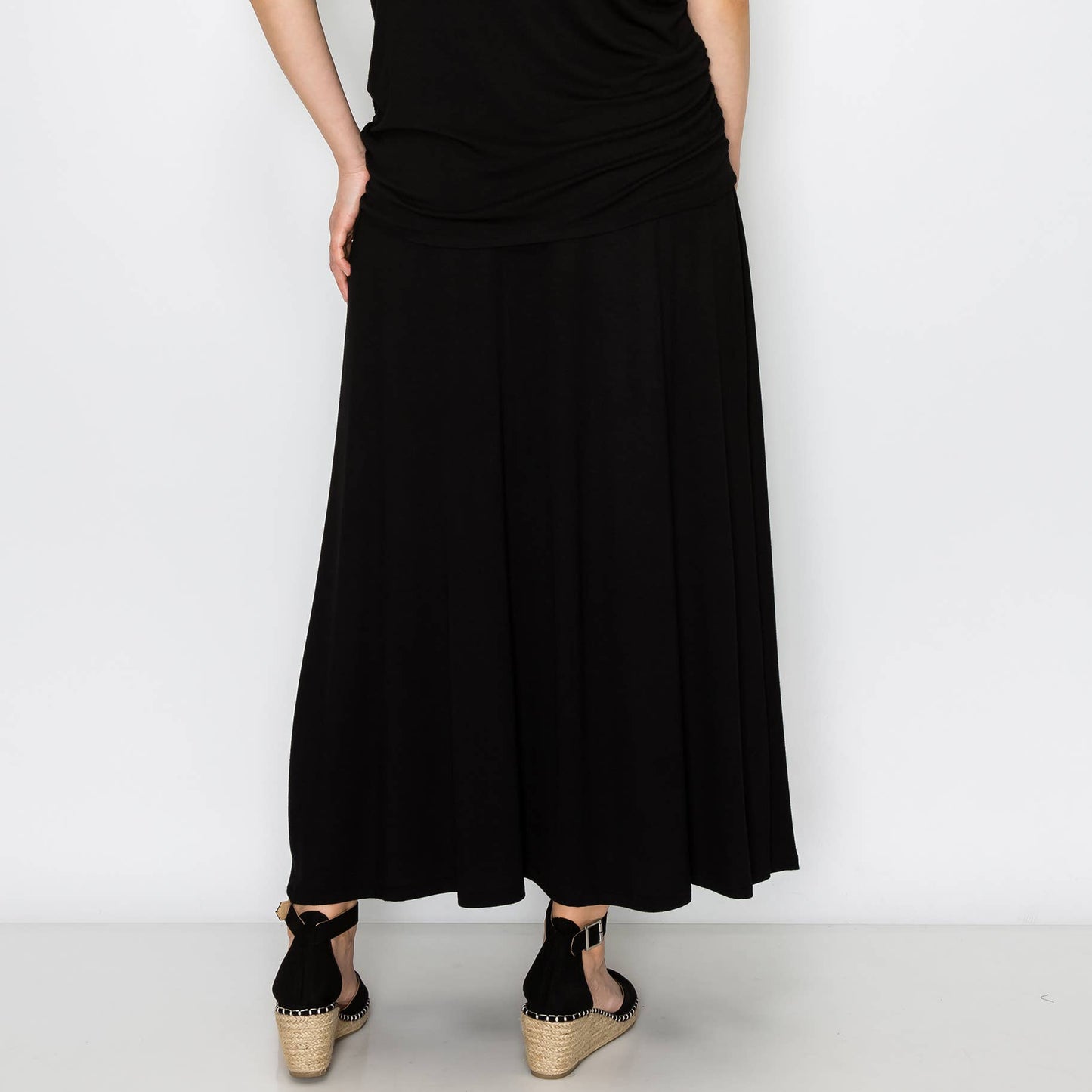 Elastic Waist Maxi Skirt Curve - Black