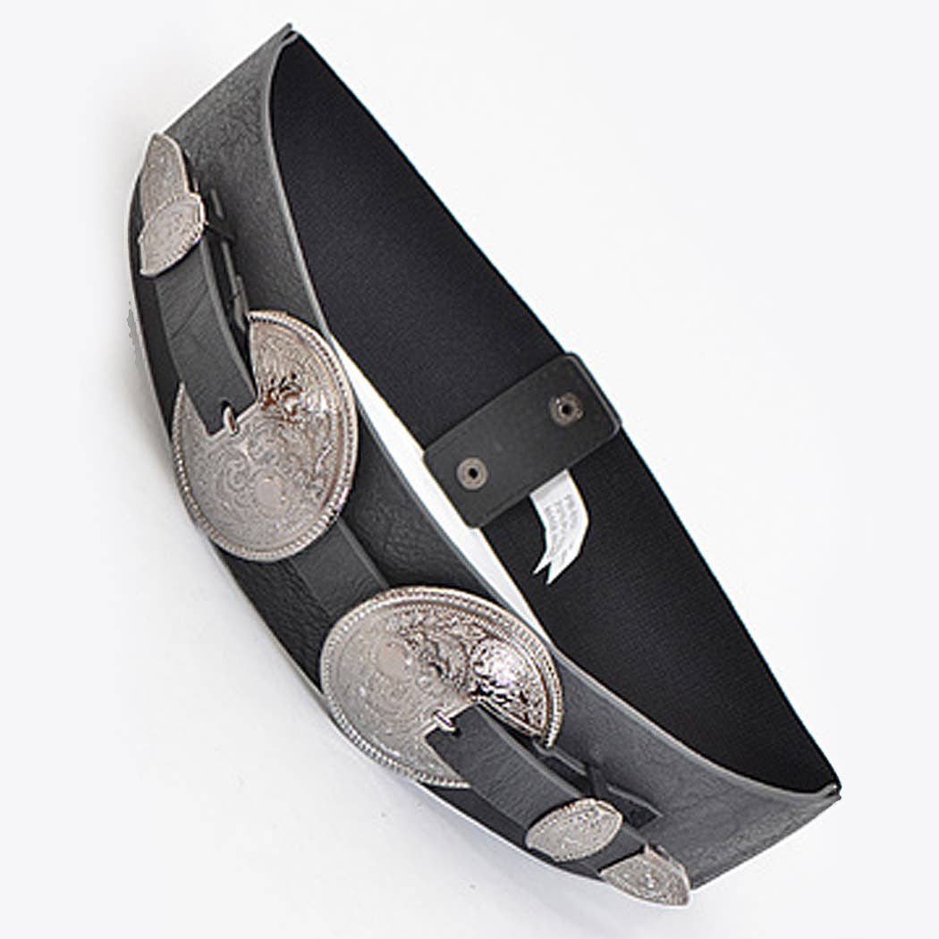 Thick Belt With Circle Antique Emblems