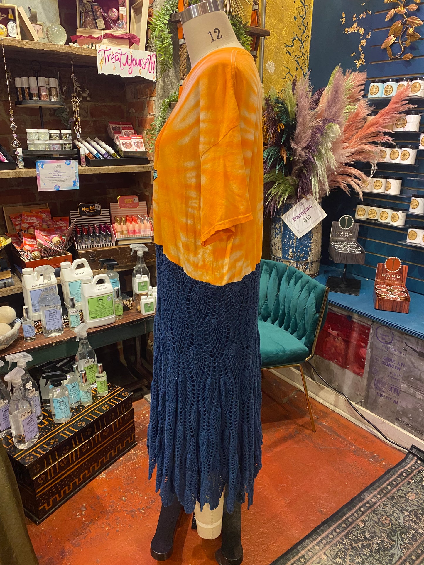 Curve, Orange/Blue Metallica Dress *#63