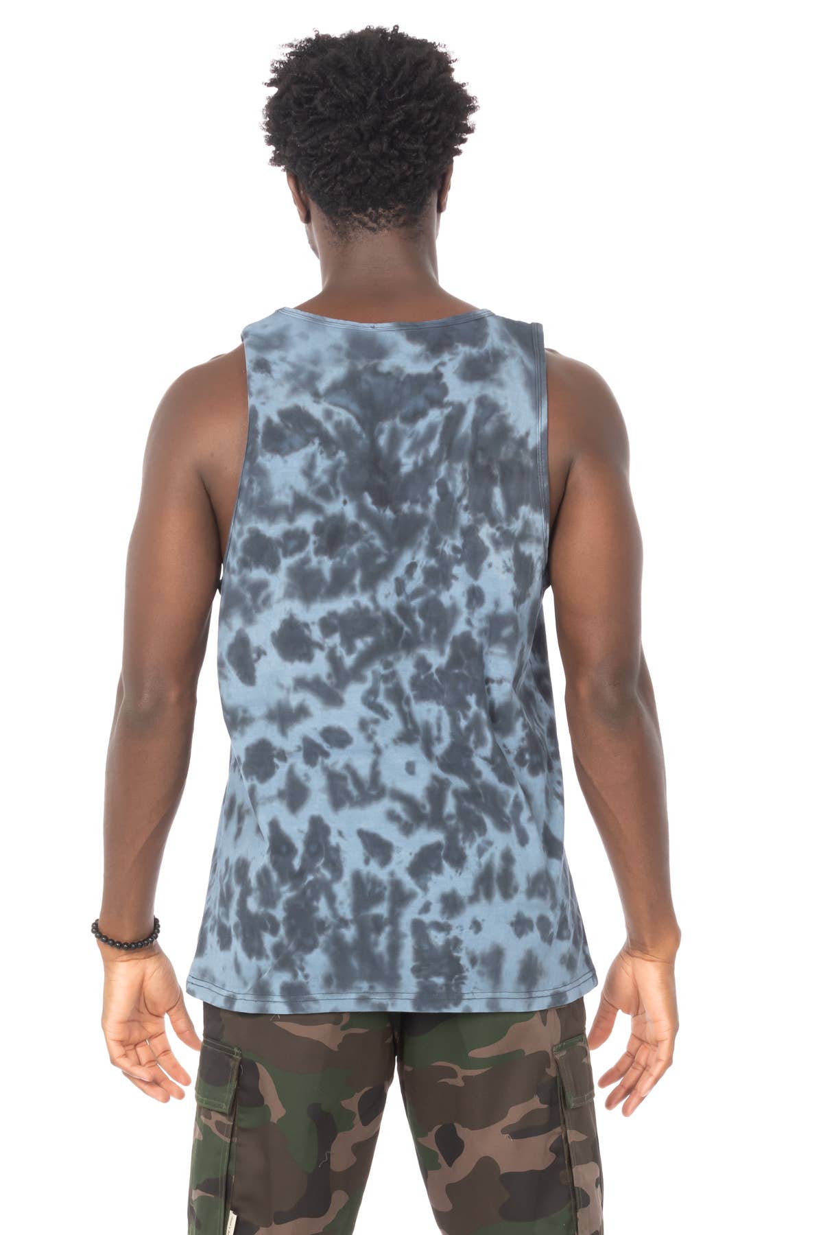 Men's Tie Dye Cotton Tank Tops - Blue