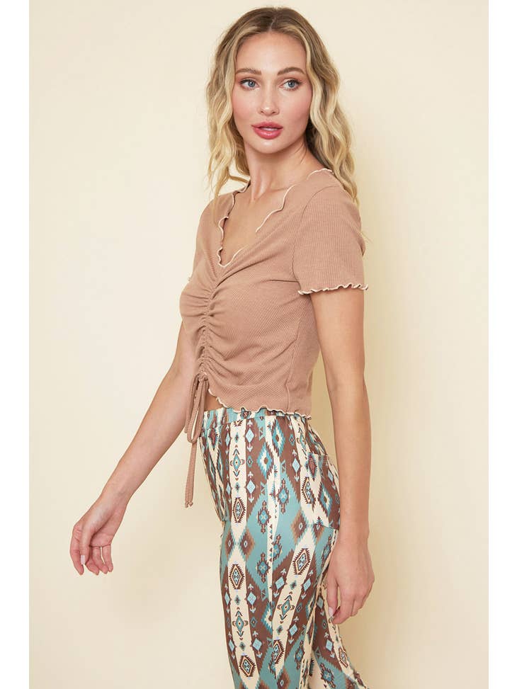 Tan Adjustable Crop Tee - La De Da