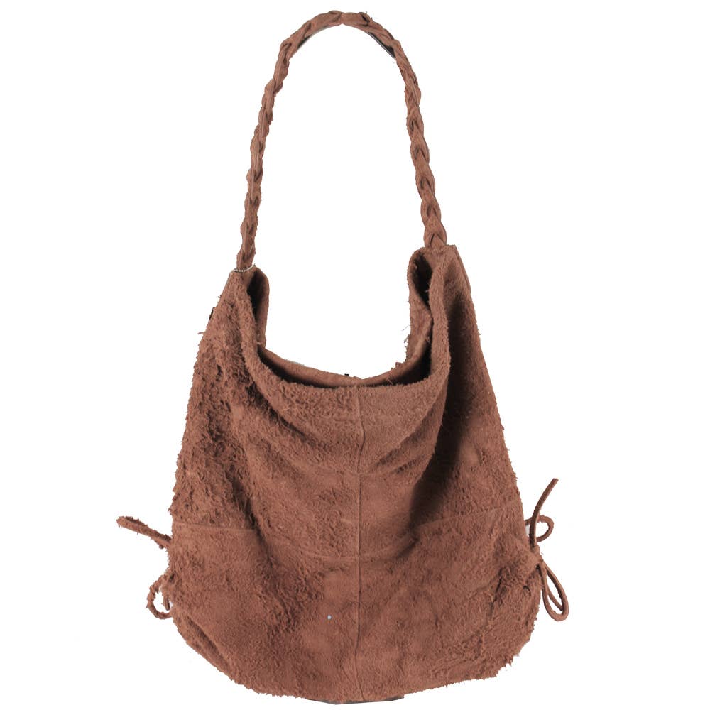 Leonard Handcrafted Leather Shredded Suede Tote - Mushroom