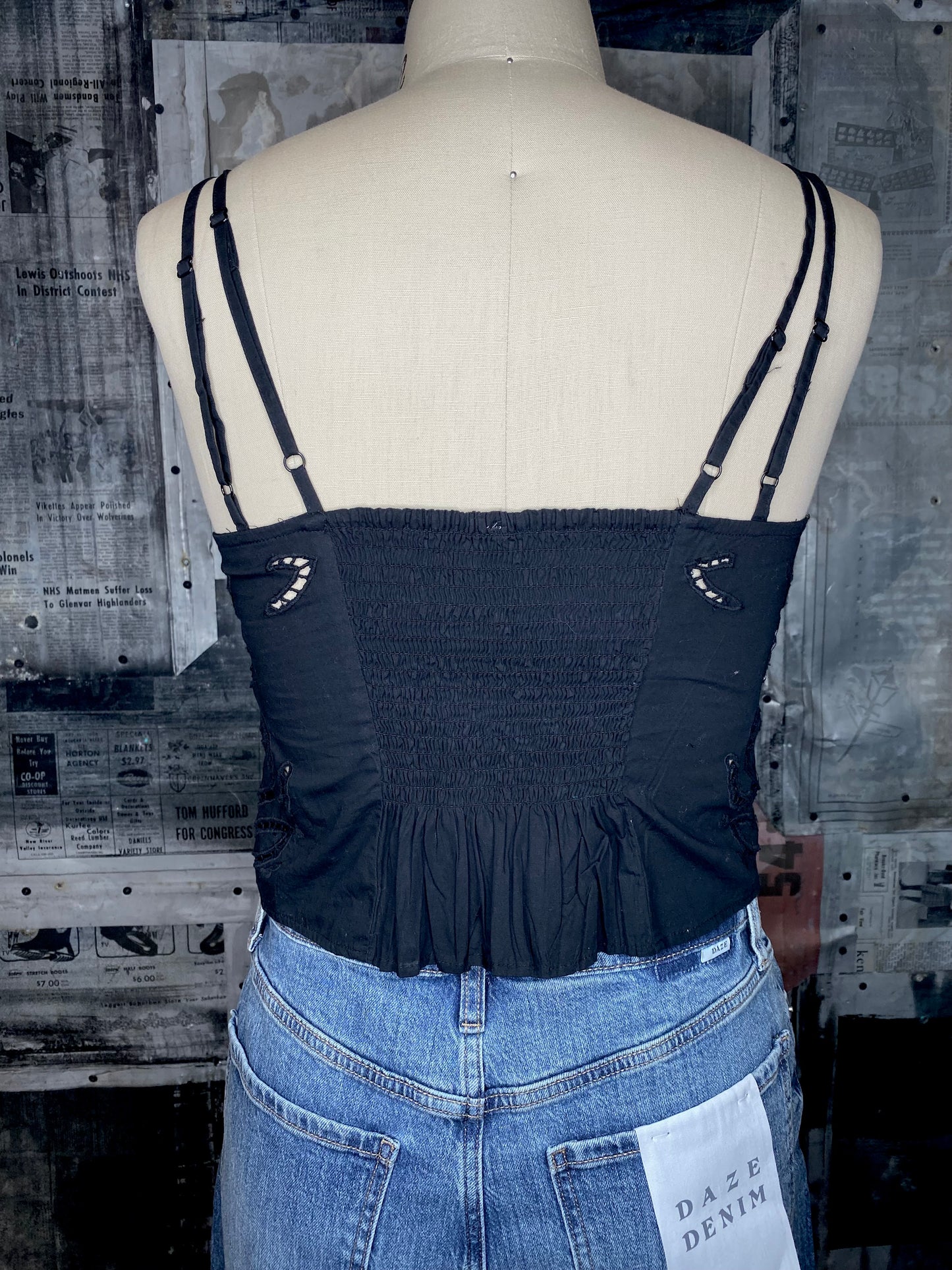 Sweet Sammi Eyelet Top - Black