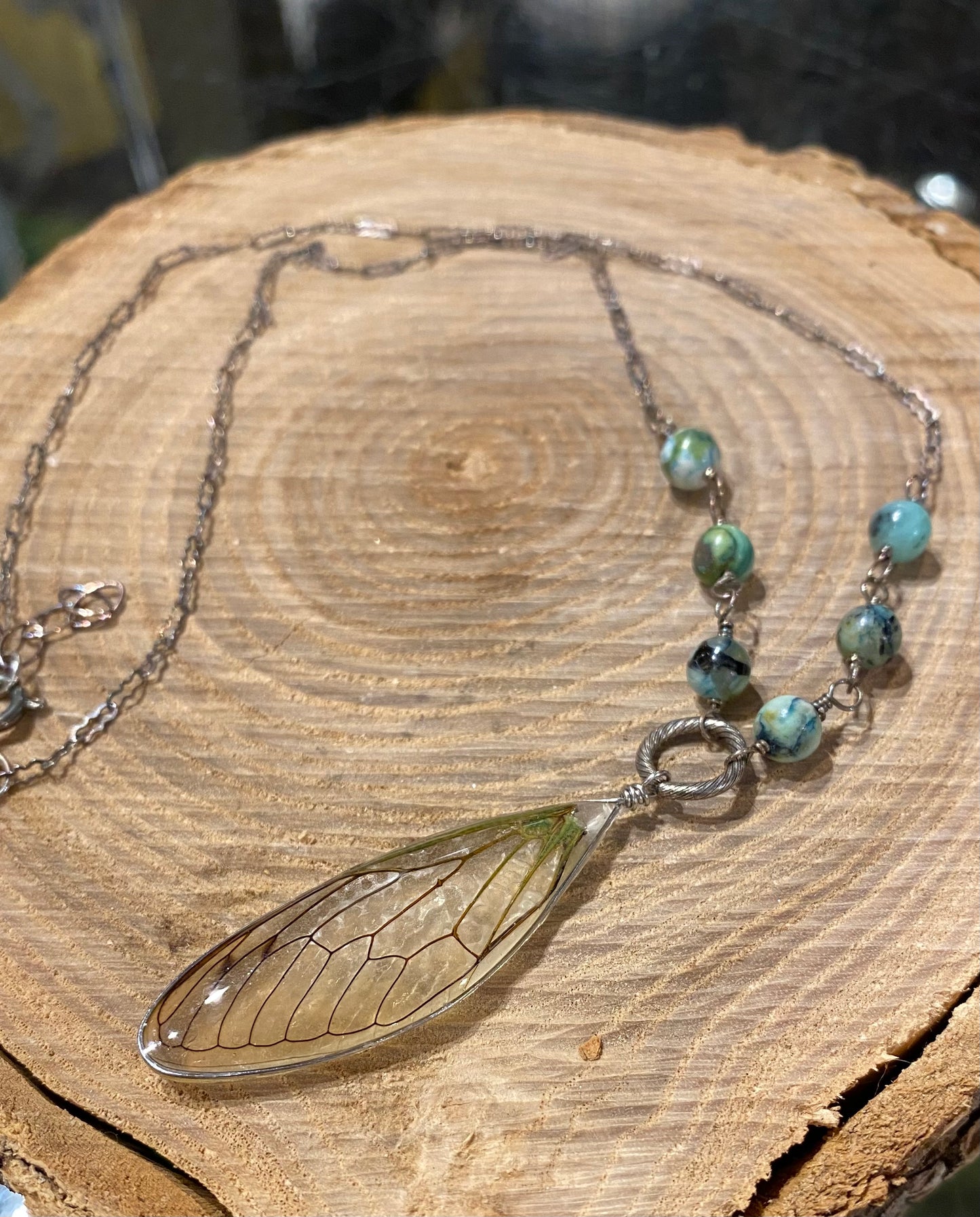 Cicada Wings w/ Chrysocolla Necklace *N255