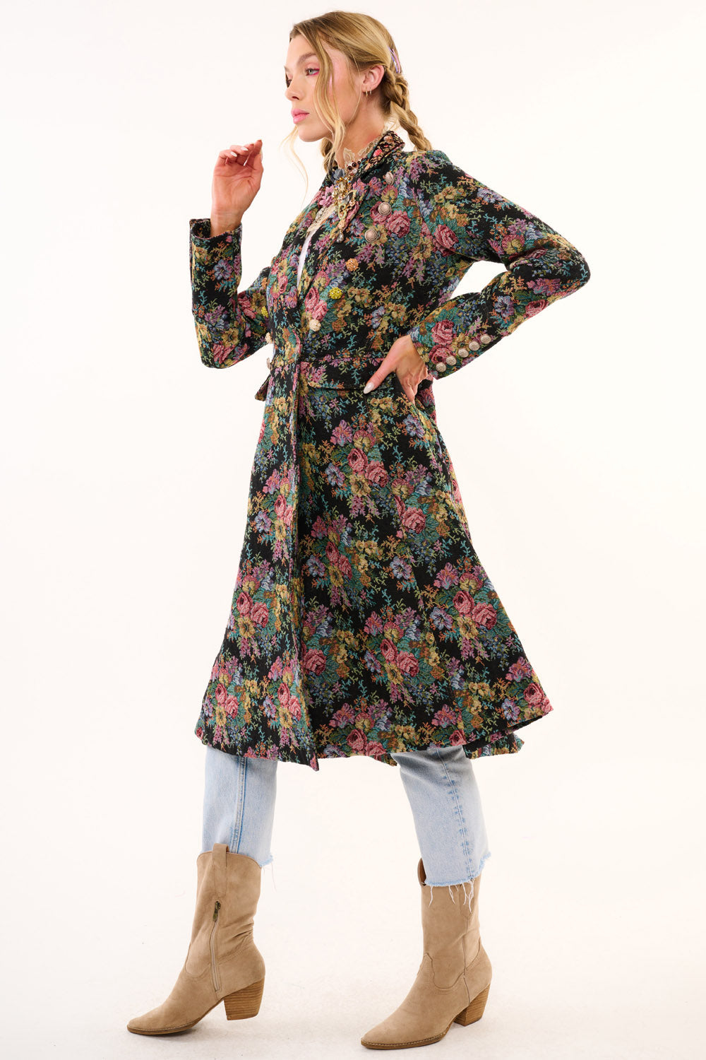Enchanted Nature Jacquard Coat - La De Da