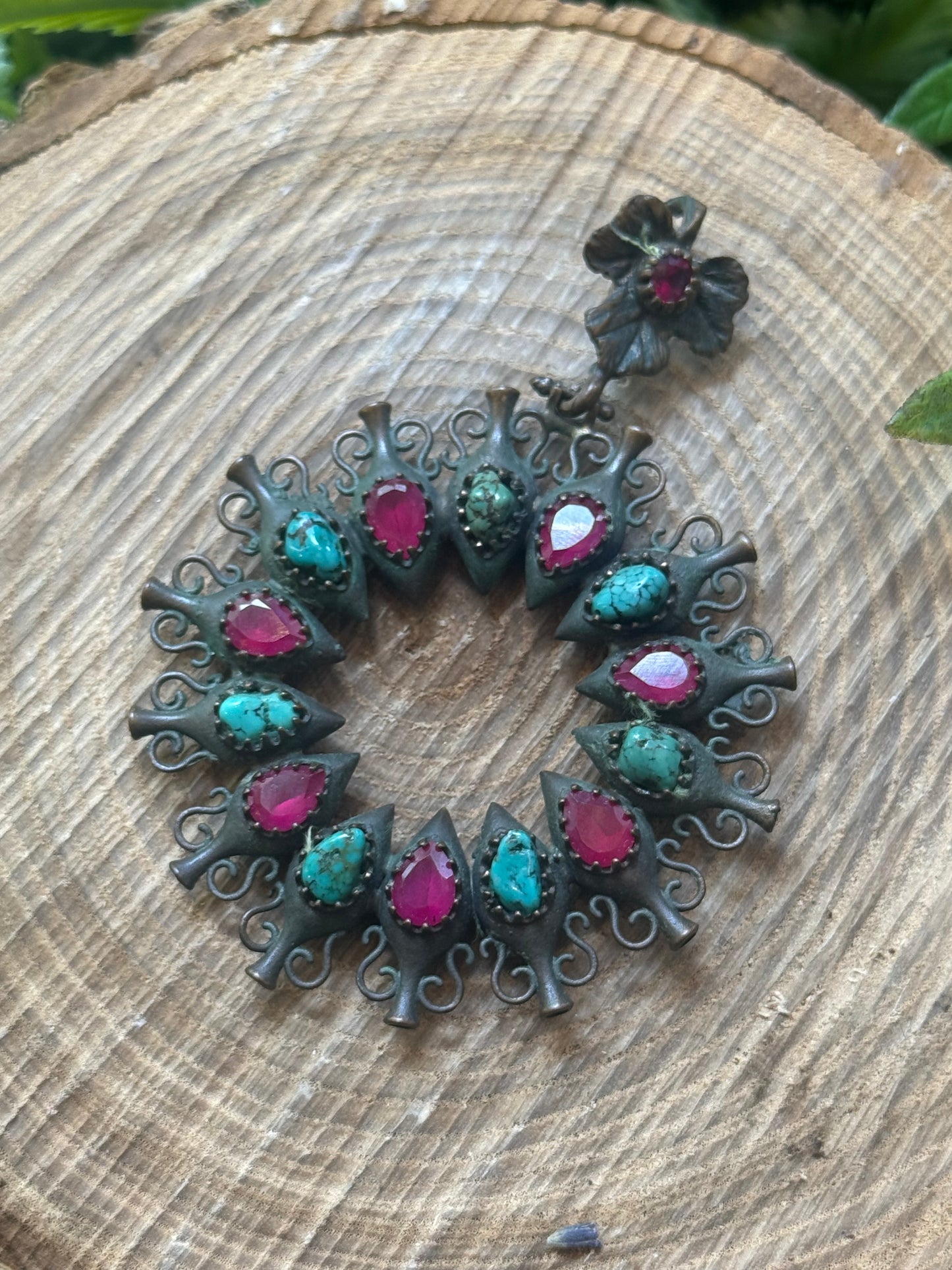 Ruby & Turquoise Urn Pendant