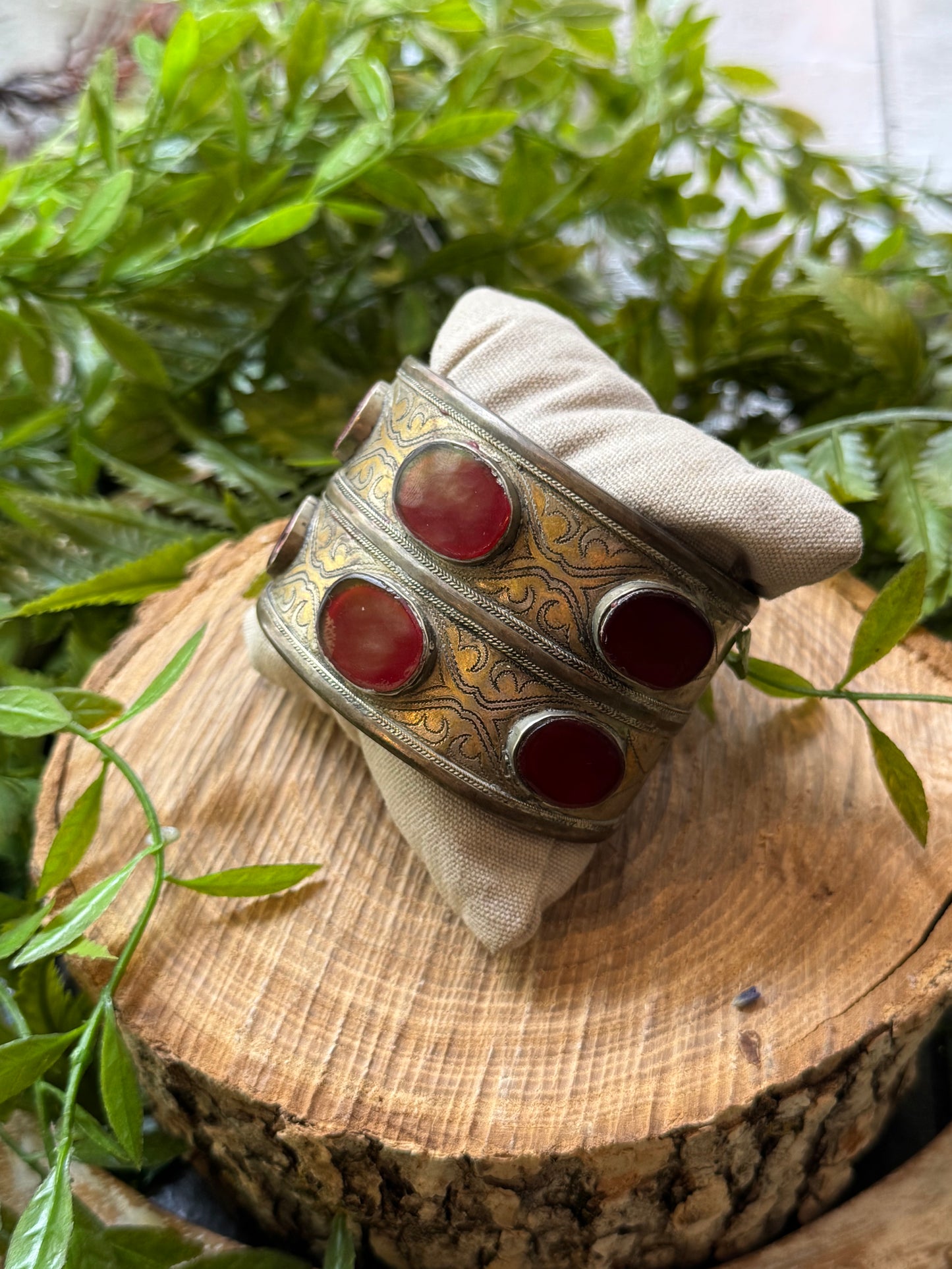 Red Glass Cuff Bracelet