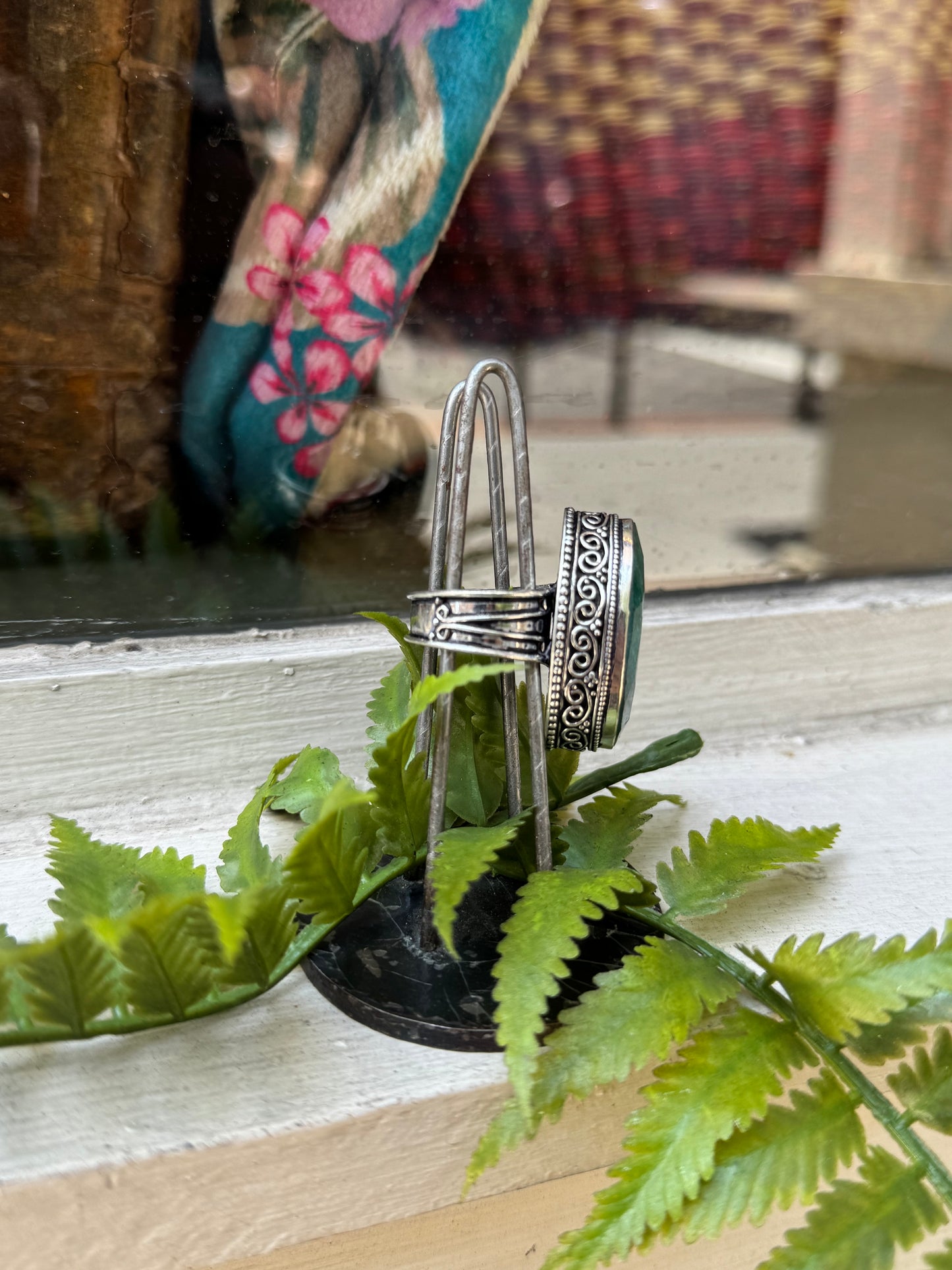 Oval Emerald Silver Ring