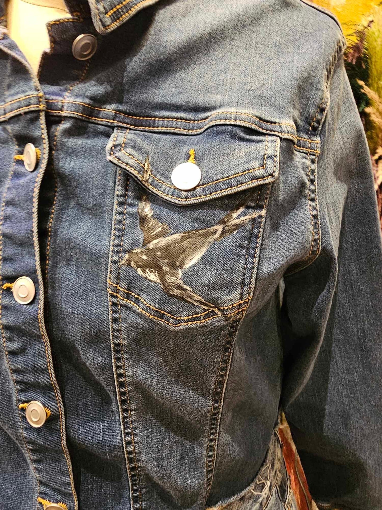 Cropped Denim Jacket- Handpainted & Upcycled - IH5*