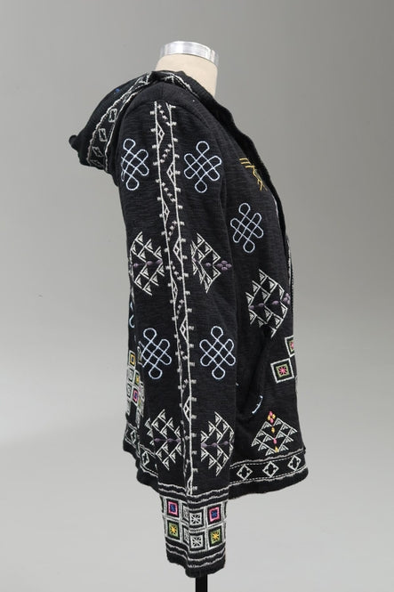 Double Knit Embroidered Hooded Cardigan - La De Da