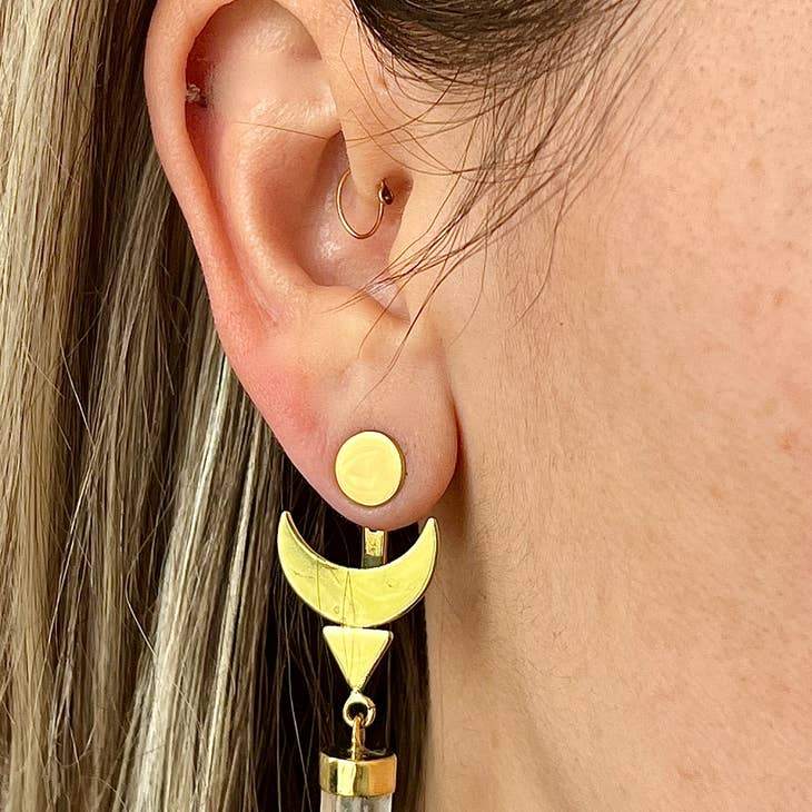 Crescent Ear Jacket with Natural Crystal - La De Da