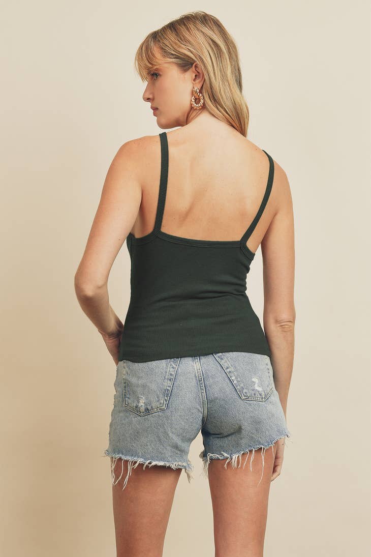 Pine Straight High-Low Neck Cami Top - La De Da