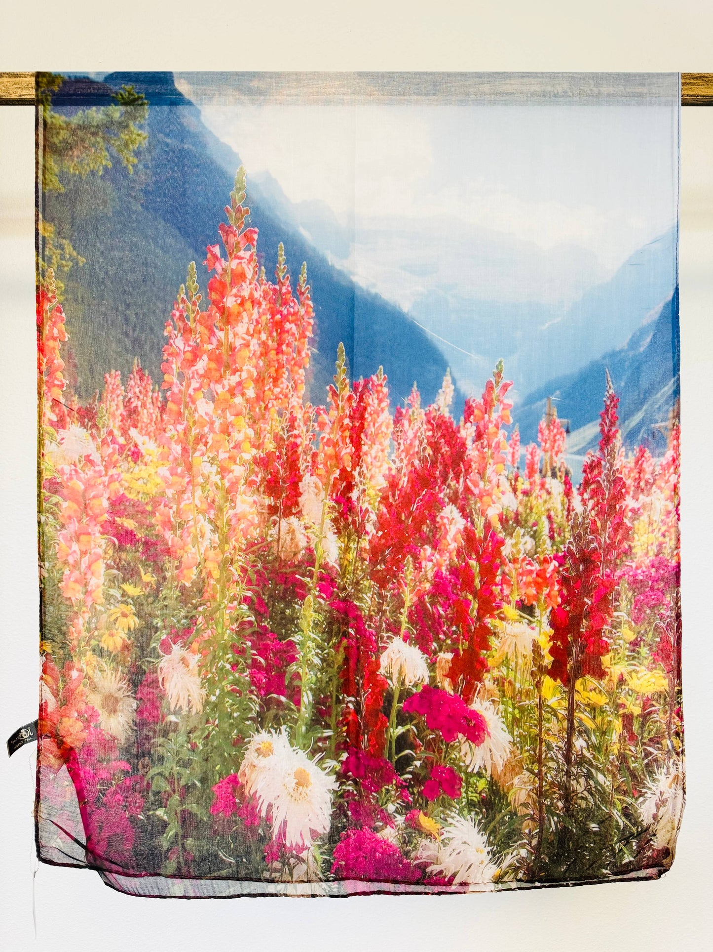 Feather Touch Scarf - Red, Blue Wildflowers