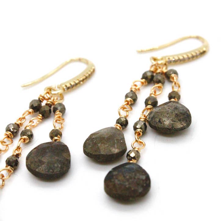 Pyrite Dangle Earrings - La De Da