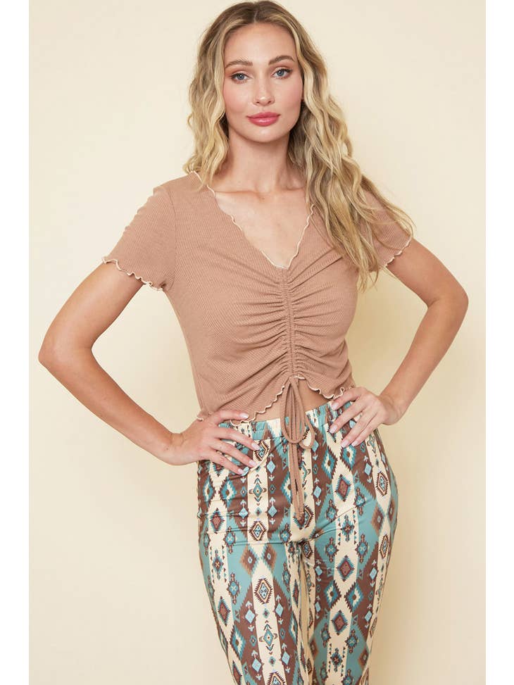 Tan Adjustable Crop Tee - La De Da