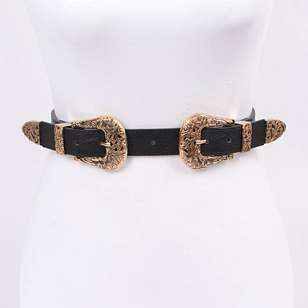 Day To Day Antique Designed Belt - Black/Gold