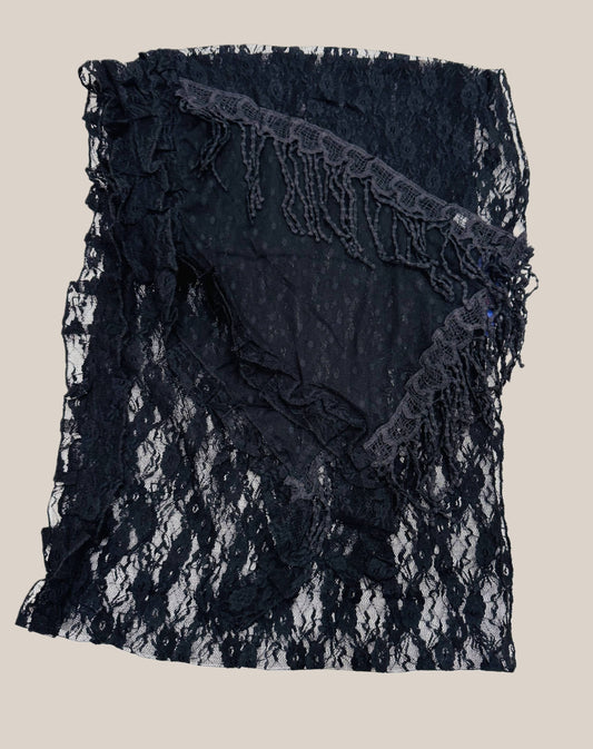 Lace Scarf Shawl โ Black