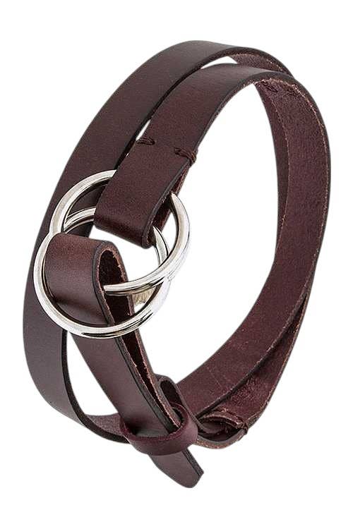 Double Ring Buckle Fashion Leather Belt - Large/Silver Rings