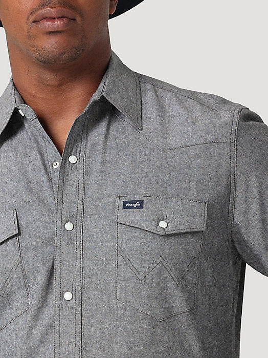 Cowboy Cut Snap Chambray Shirt - Moonless Night - La De Da