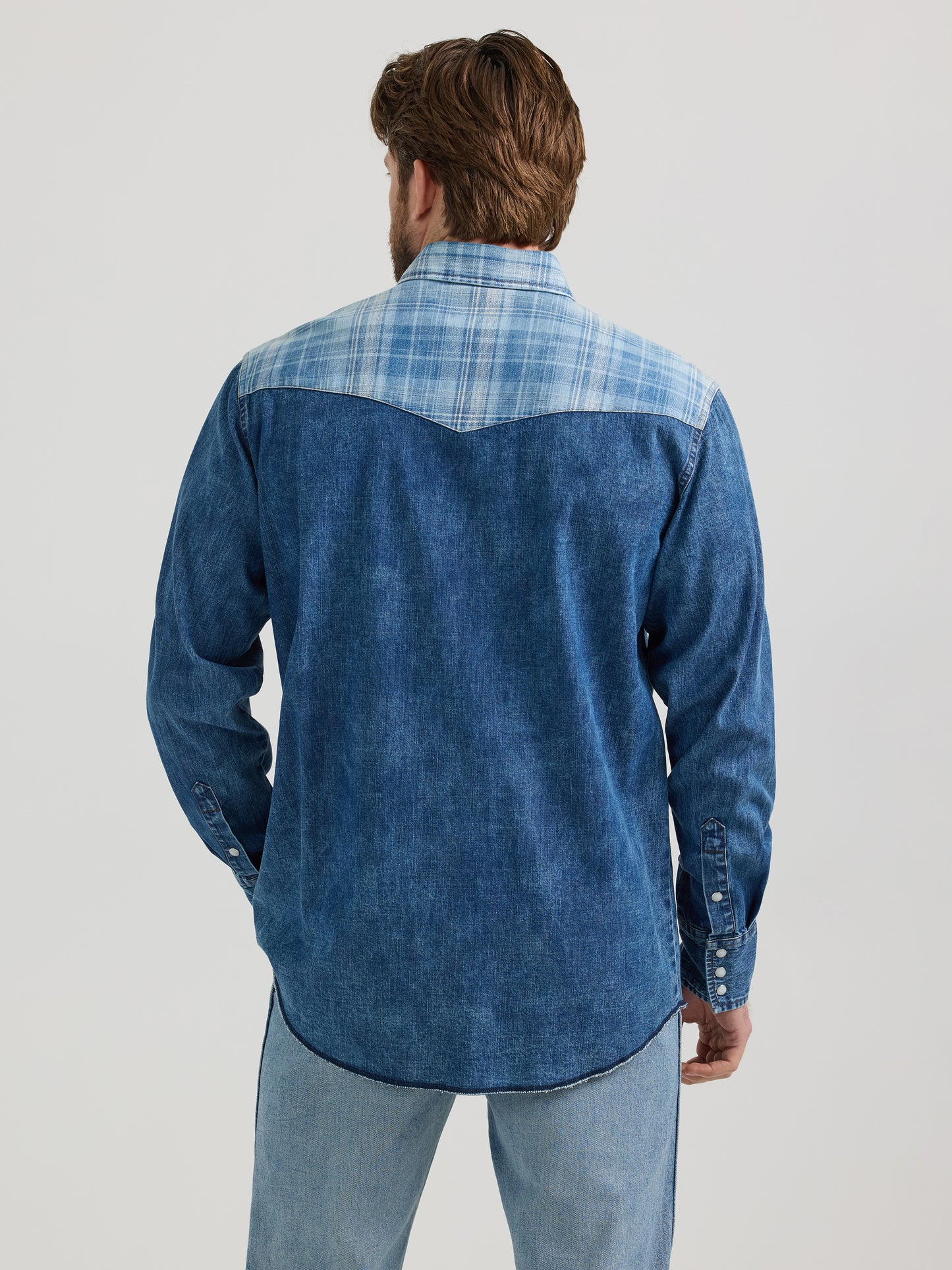 Vintage Woven Long Sleeve Shirt - Medium Wash
