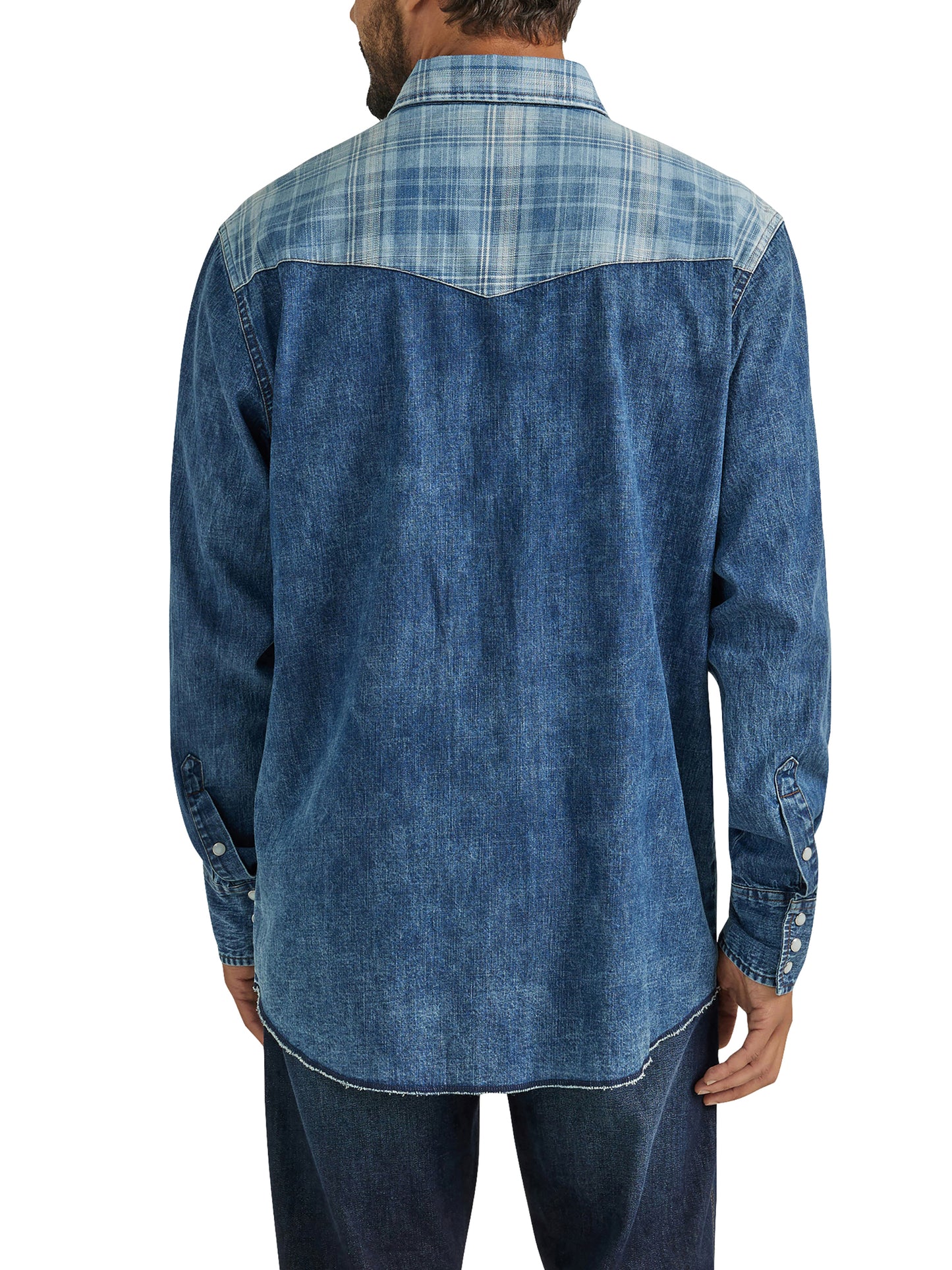 Vintage Woven Long Sleeve Shirt - Medium Wash