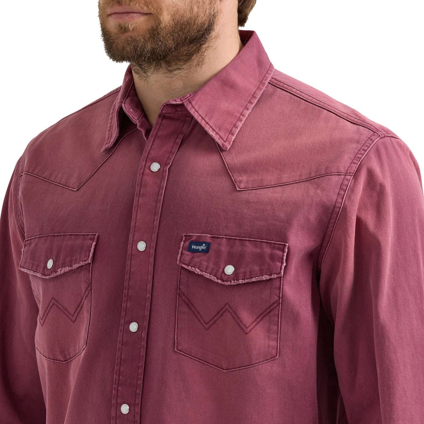 Vintage Woven Long Sleeve Shirt - Burgundy