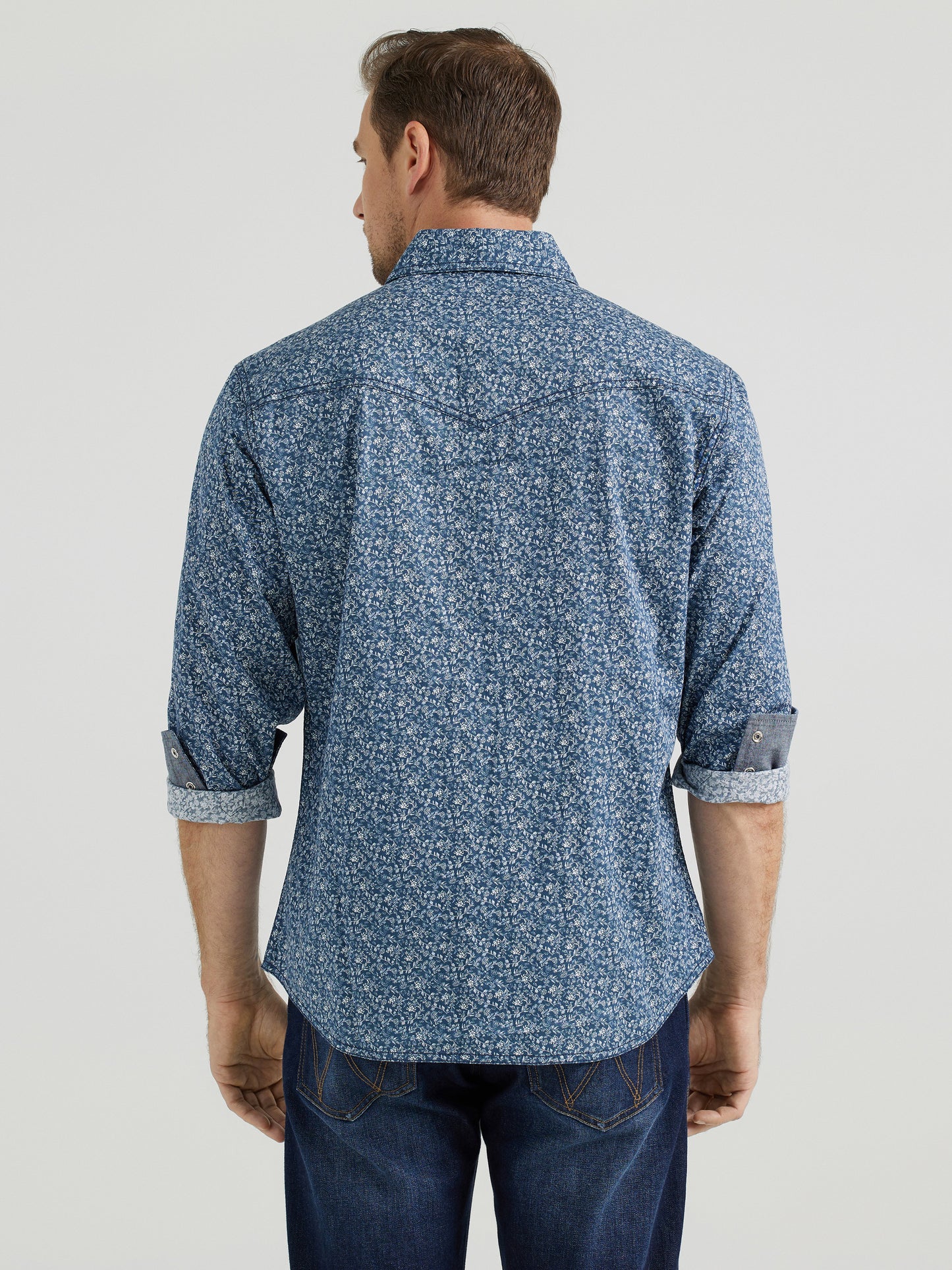 Western Snap Printed Shirt- Navy