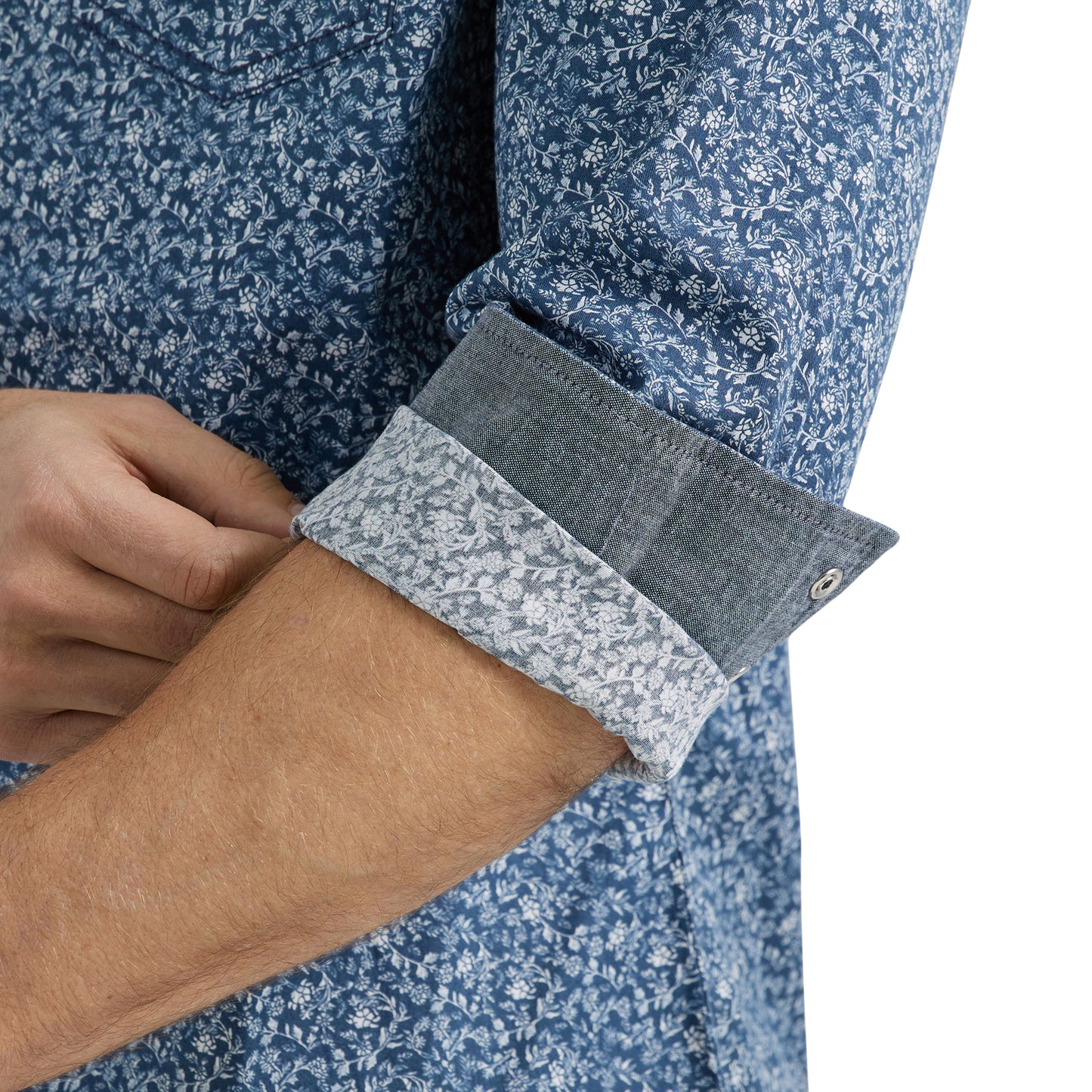 Western Snap Printed Shirt- Navy