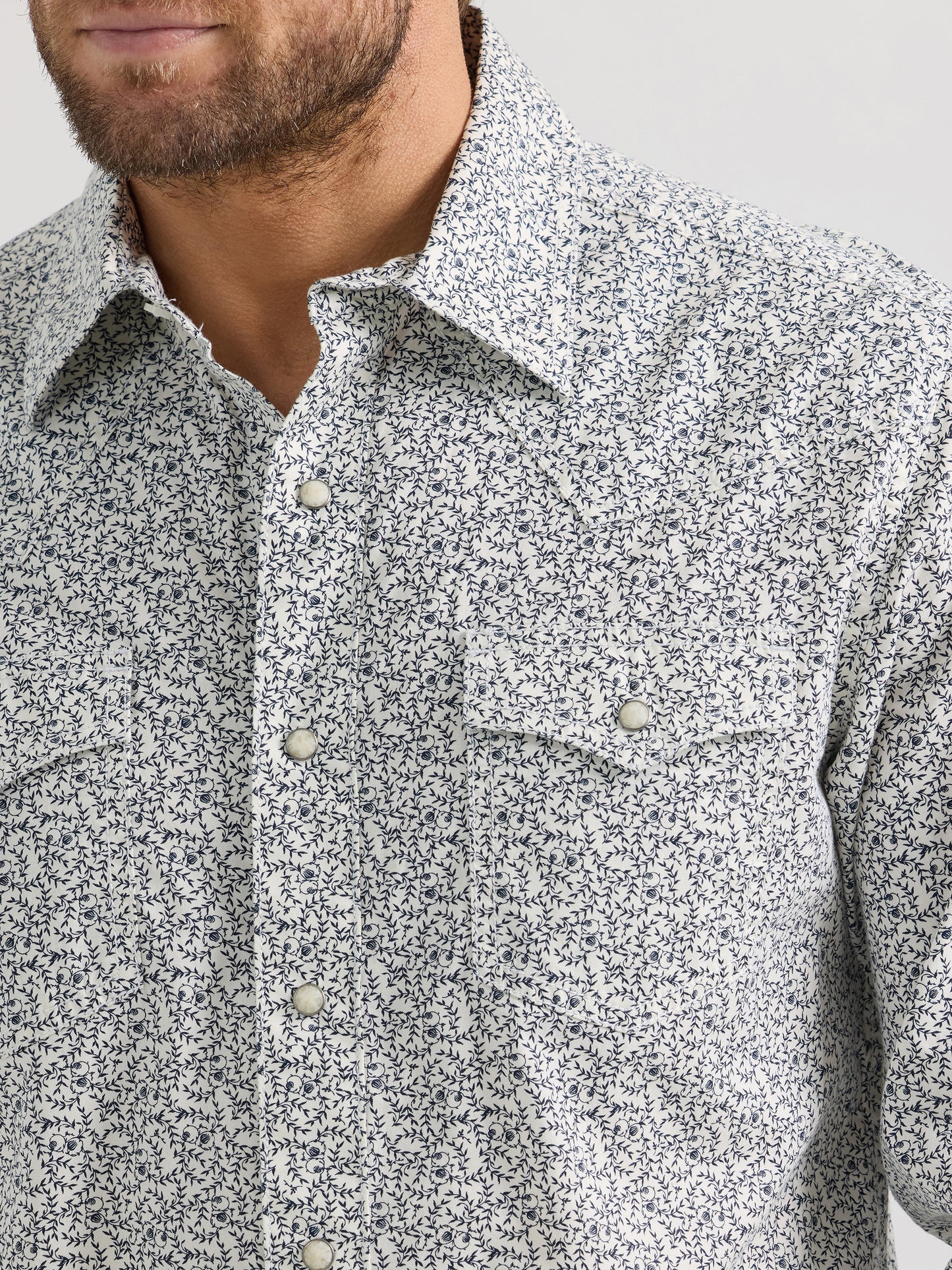 Mens Gray Vines Western Snap Shirt