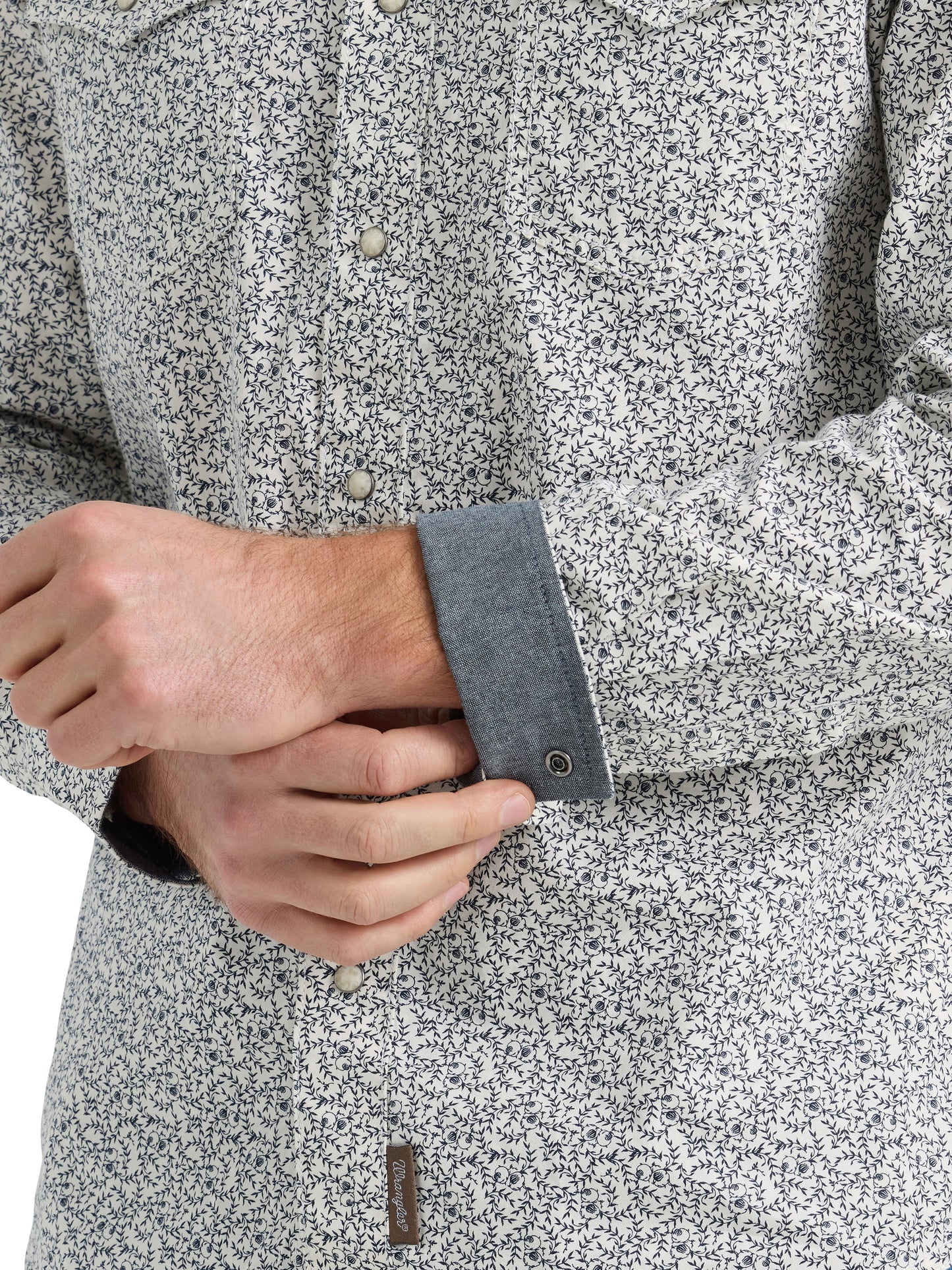 Mens Gray Vines Western Snap Shirt