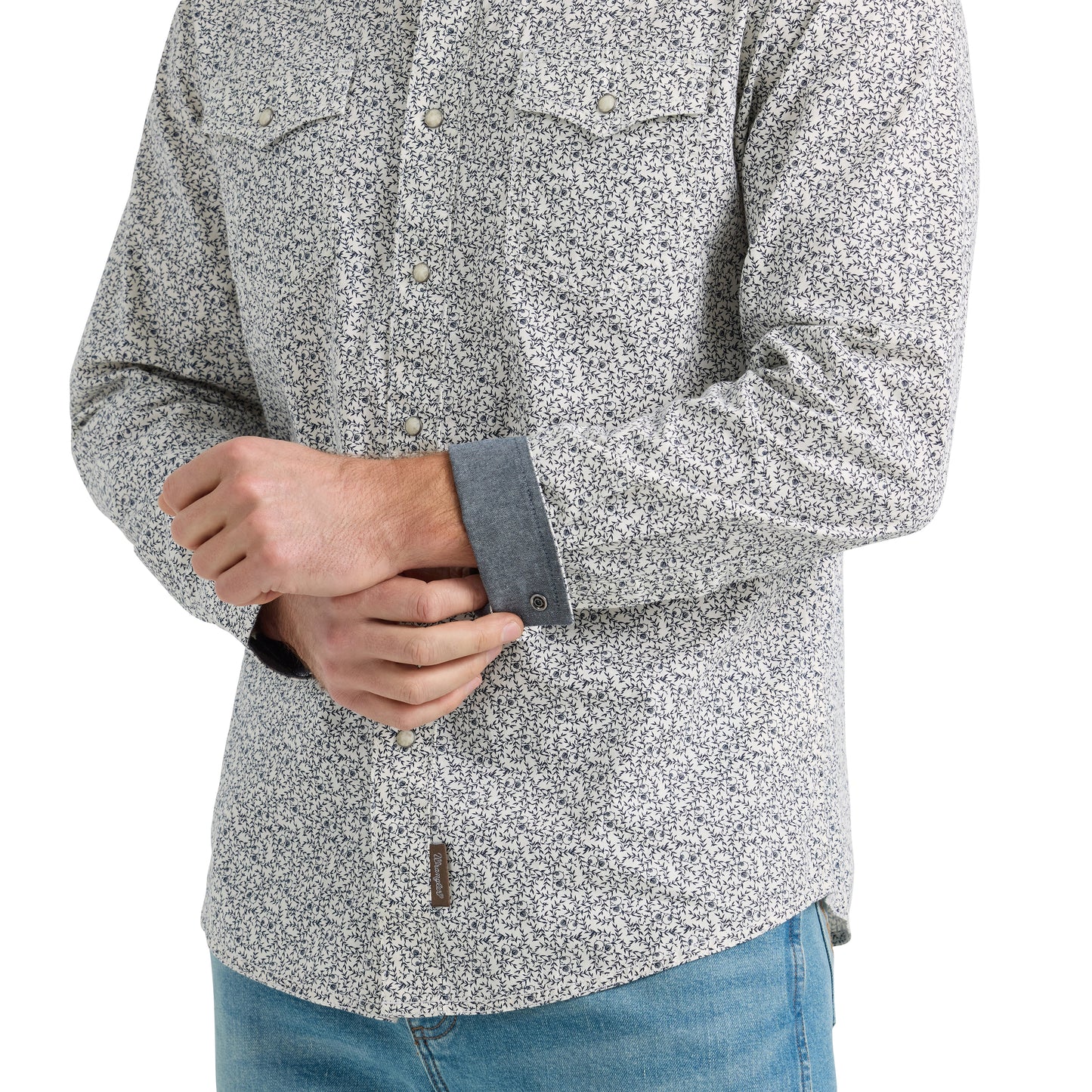Mens Gray Vines Western Snap Shirt