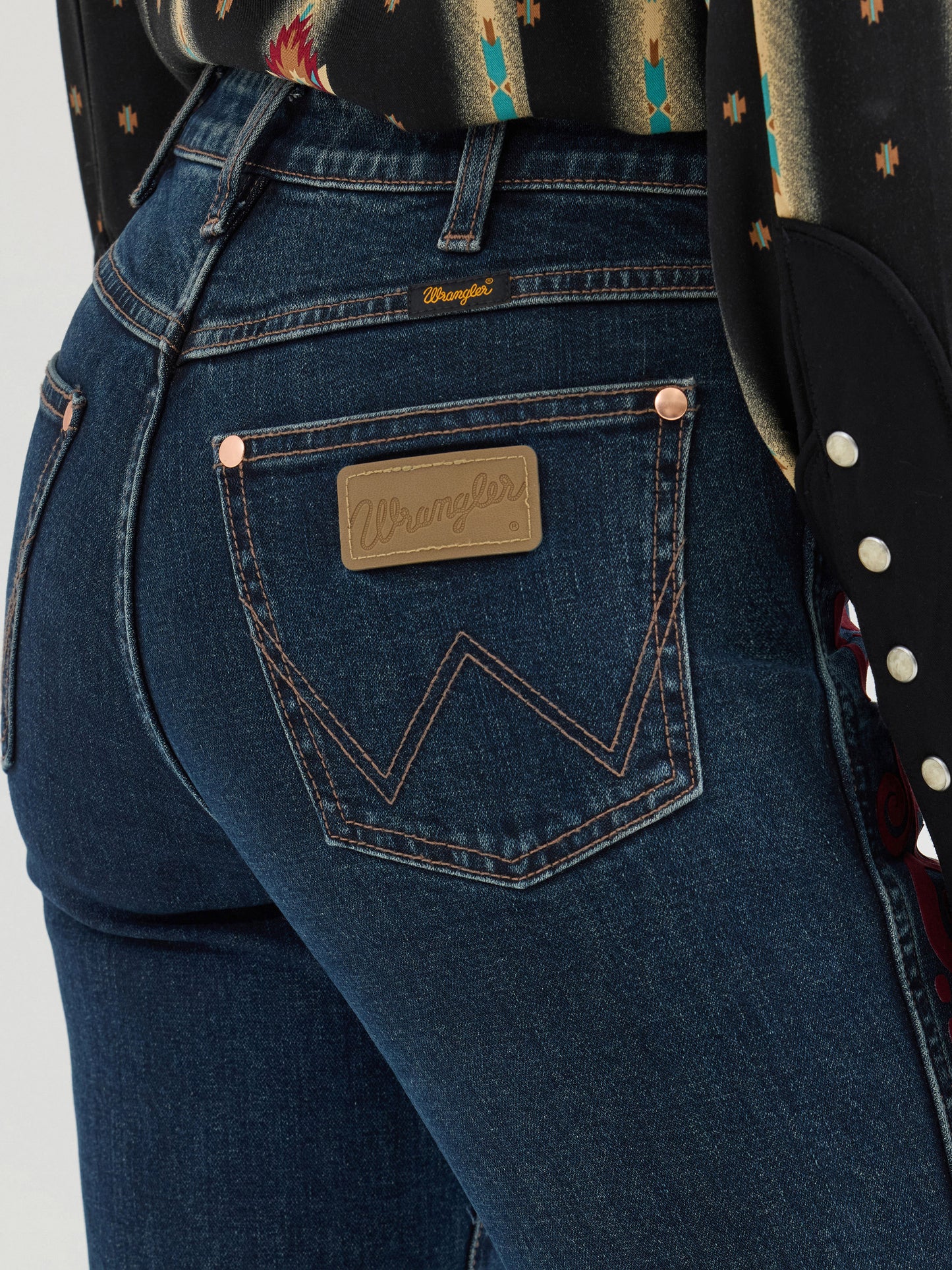 Flocked Bell Bottom- Maroon Dark Wash