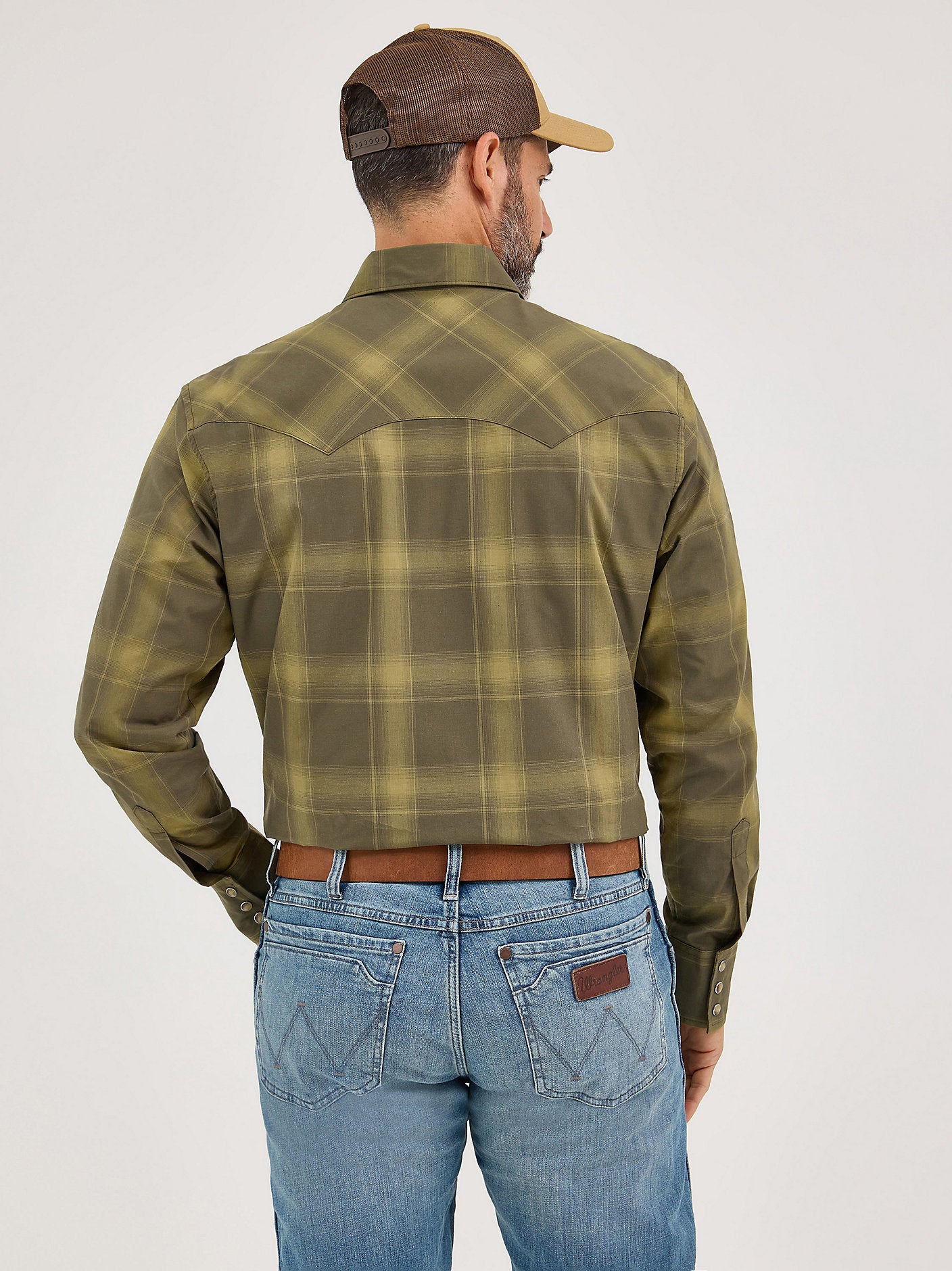 Men's Snap Pocket Western Shirt - Green Plaid