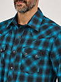 Men's Snap Pocket Western Shirt - Blue Plaid