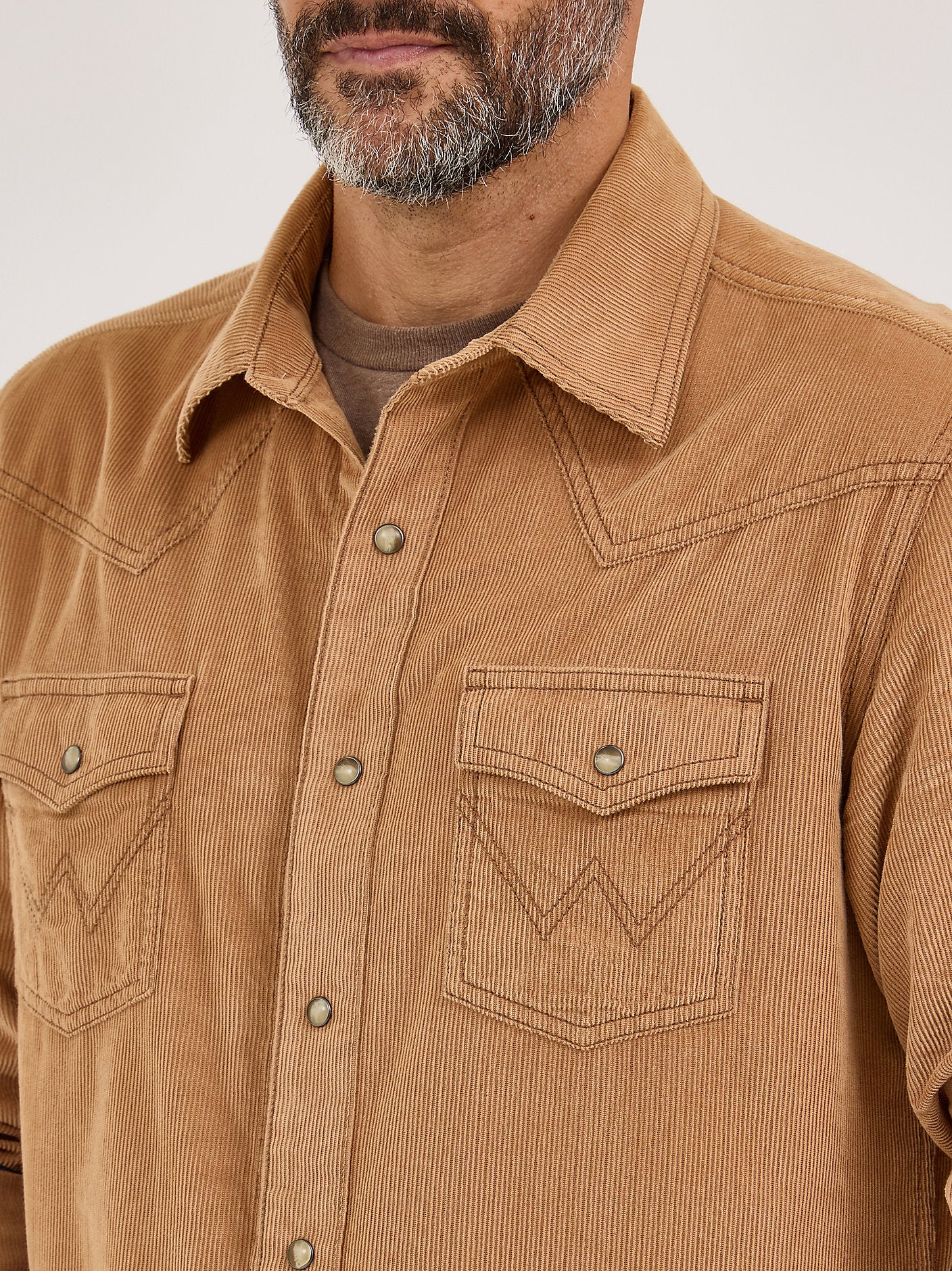 Men's Western Snap Corduroy Shirt - Sandy Brown