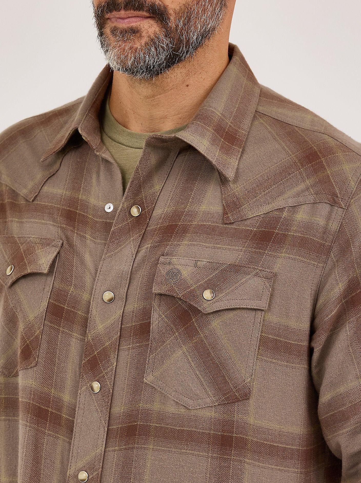 Men's Flannel Snap Plaid Shirt - Clay Brown