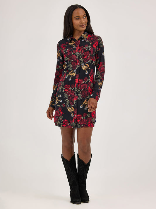 Women's Floral Western Snap Dress