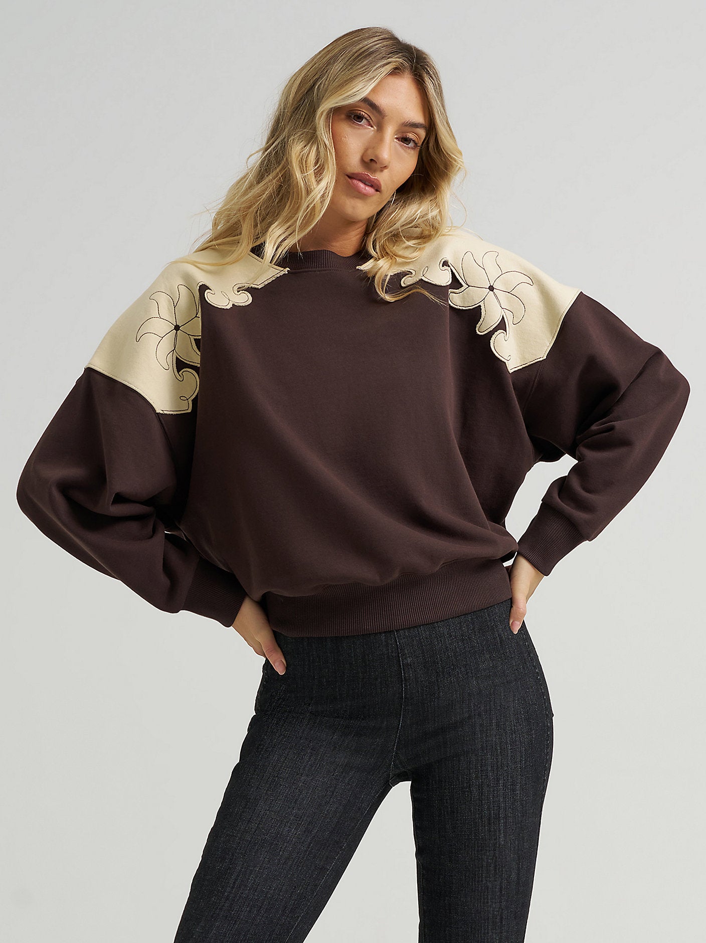 French Terry Crew Pullover - Brown