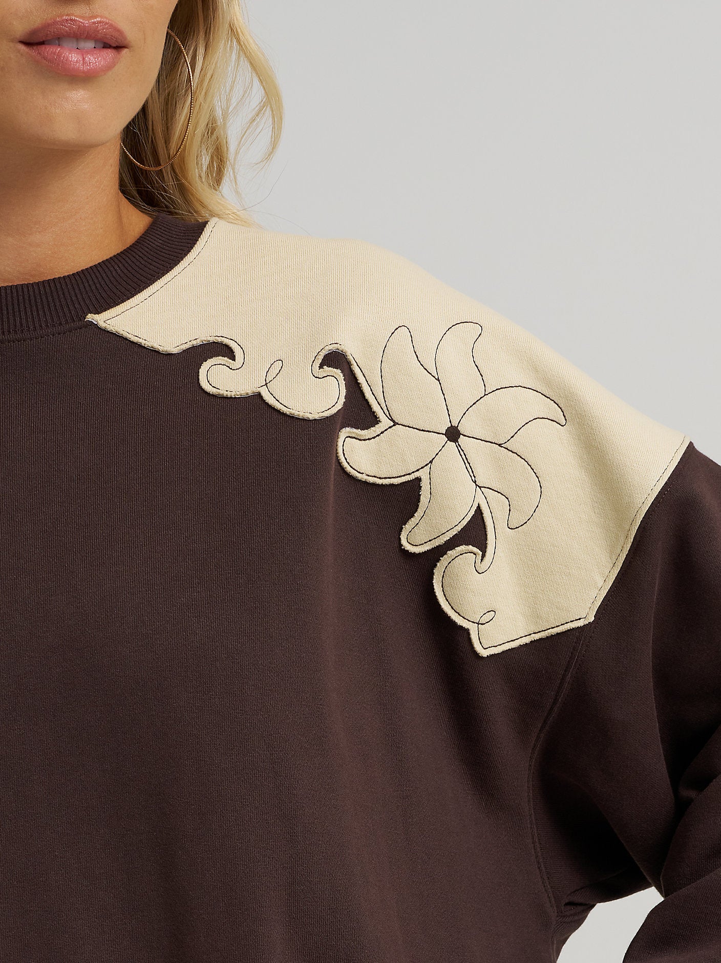 French Terry Crew Pullover - Brown