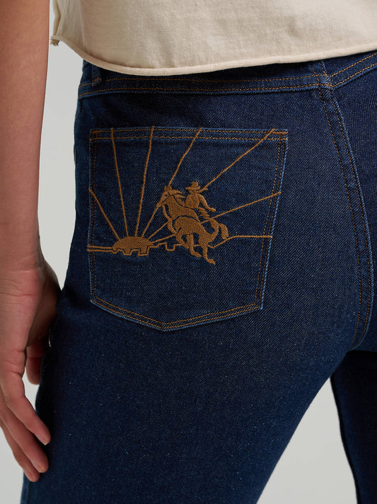 Flare Embroidered Pocket Jean