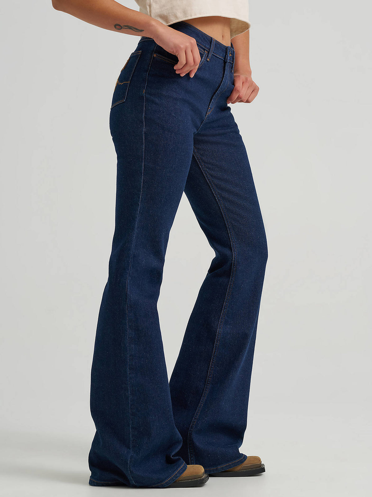 Flare Embroidered Pocket Jean