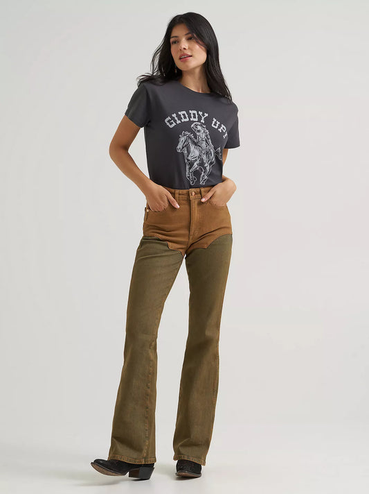 Wrangler Pieced Chaps Flare Jean