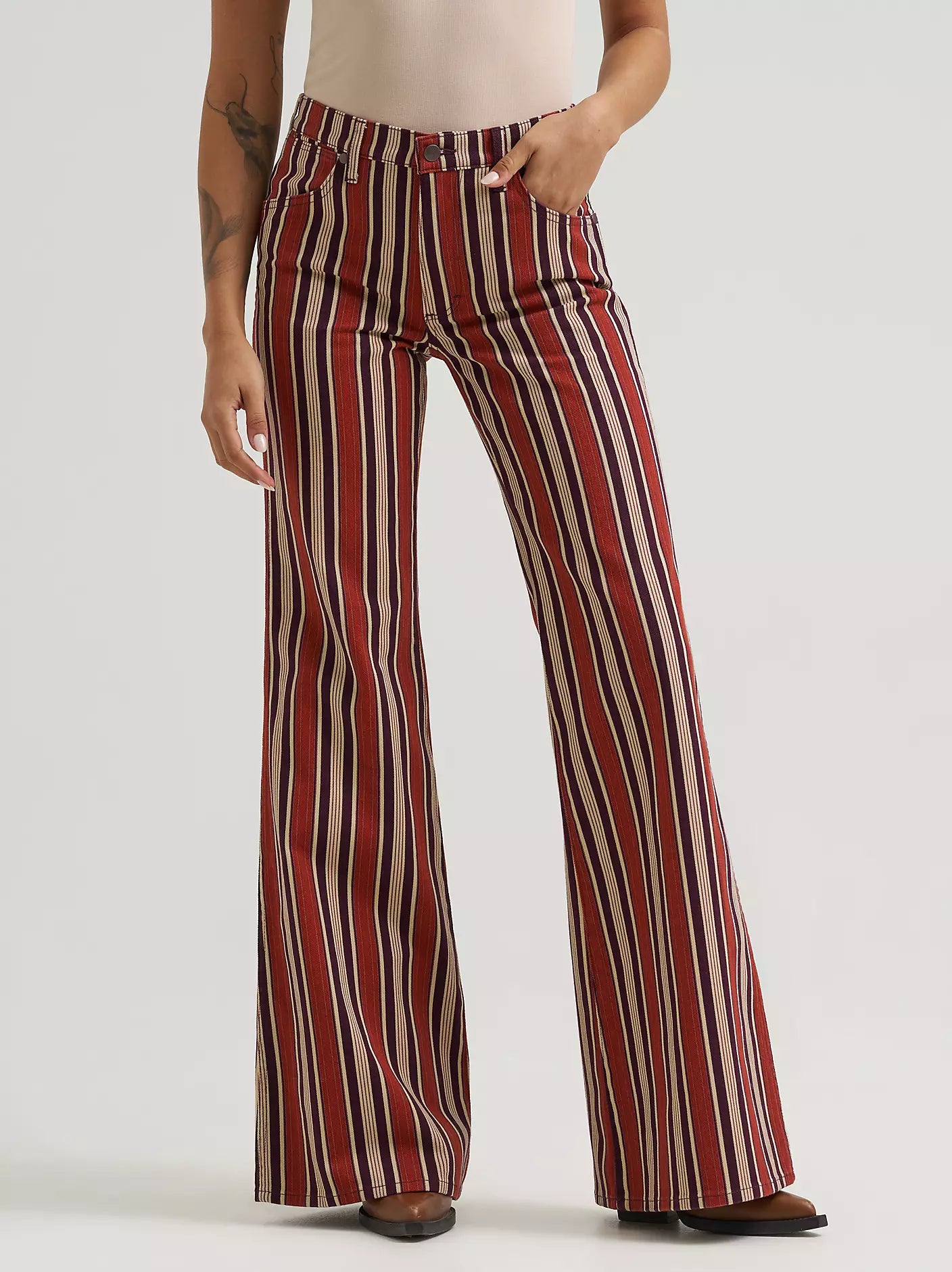 Retro Print 70s Flare Jean