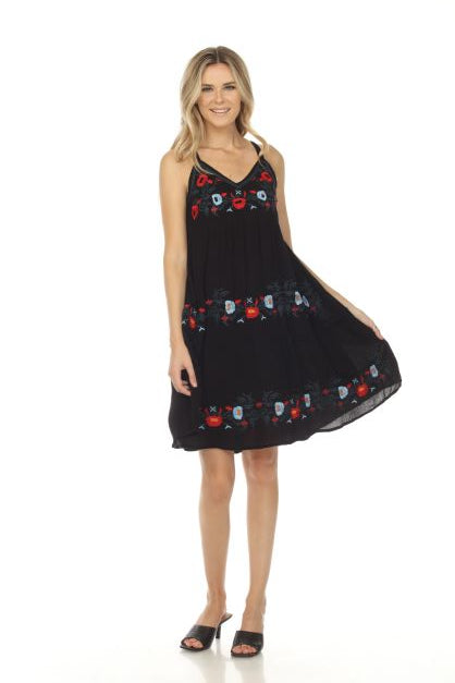 Embroidered Strap Dress - Multiple Colors