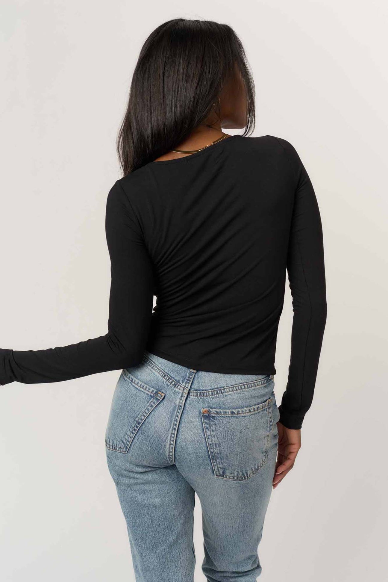 Rosa Twist Front Long Sleeve - Black