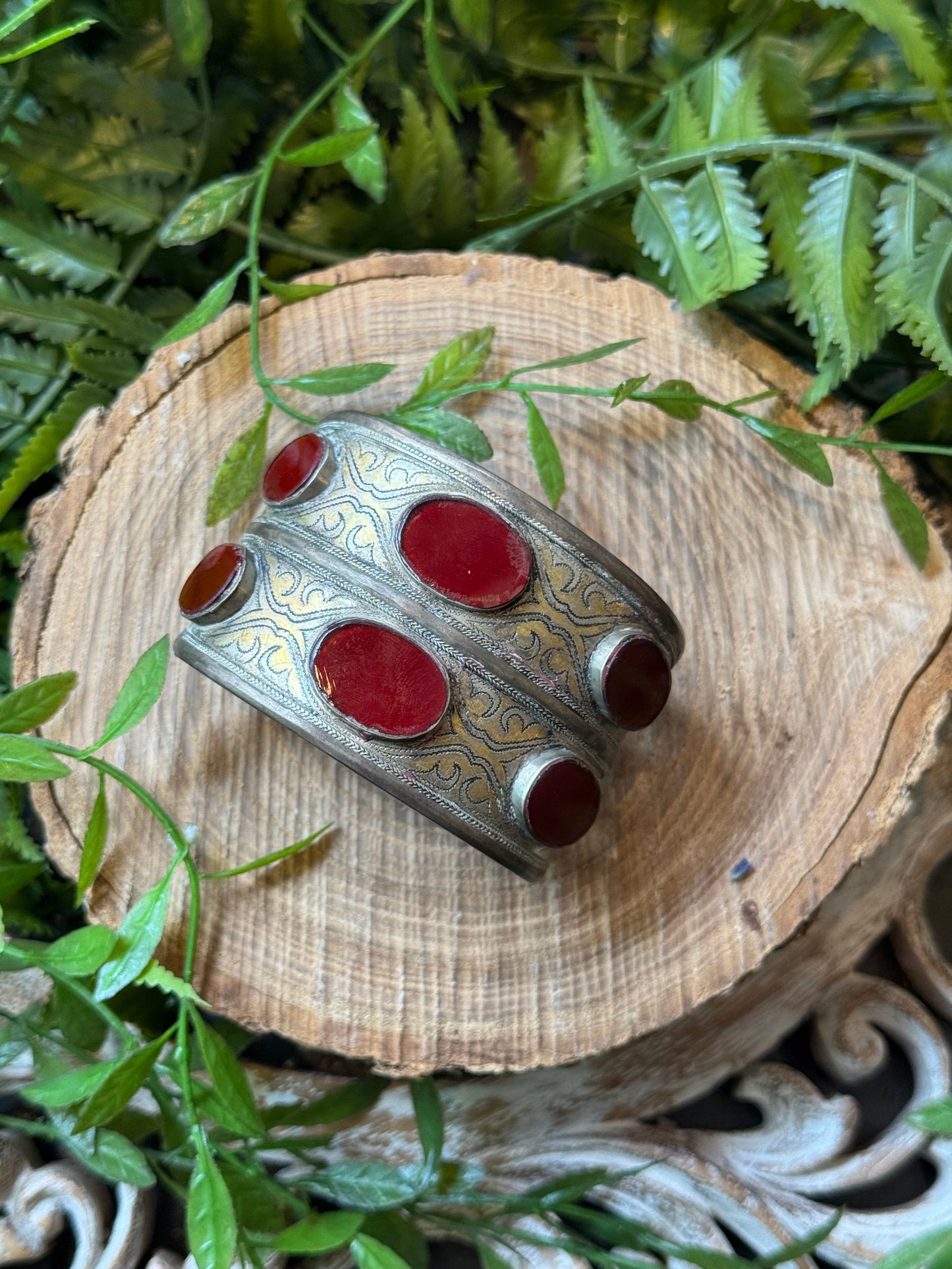 Red Glass Cuff Bracelet