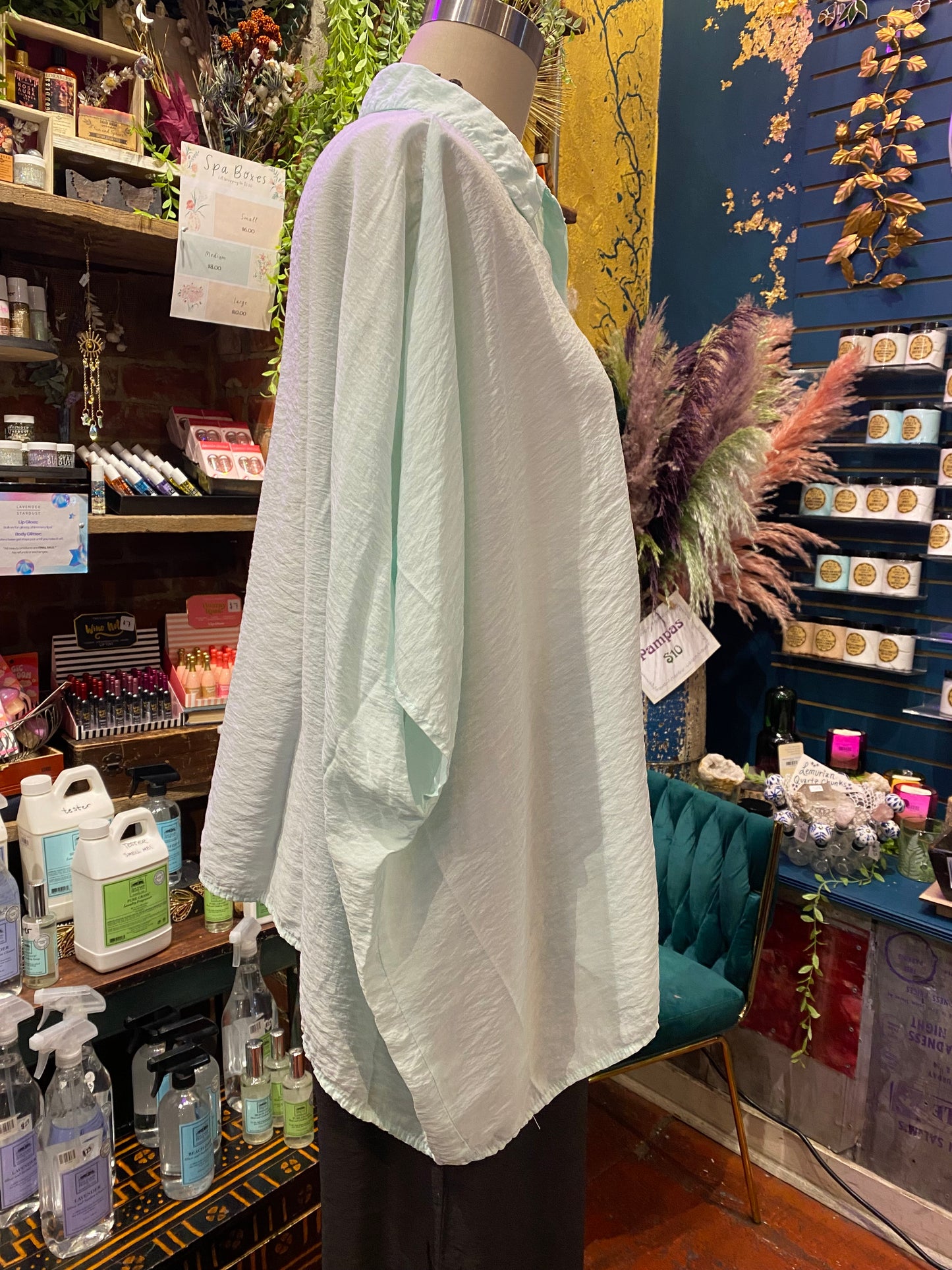 Oversized Button-Down Shirt - Fountain